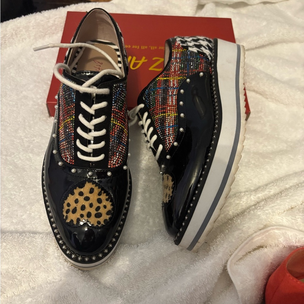 Betsey Johnson Multicolor Flats with Black and White Accents